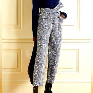 ULLA JOHNSON Blue Otto Indigo Marble Printed High-rise Tapered Jeans size 8